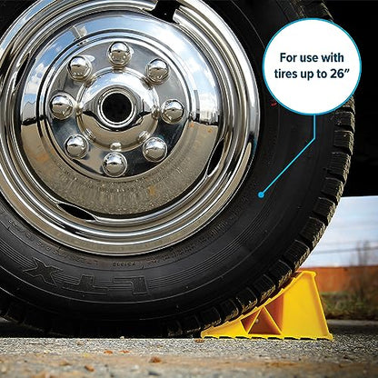 Camco Camper/RV Wheel Chock - Keeps Trailer in-Place to Safely Unhitch or Park - Compatible with Wheels Up to 26” in Diameter & Molded of Heavy-Duty Hard Plastic - 2-Pack (44414) - style: Standard Design