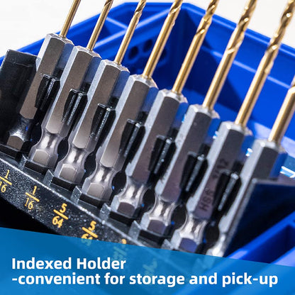 HIGHFIRE 22 Pieces Hex Shank Drill Bit Set for Impact Driver, HSS Twist Titanium Drill Bits for Metal, Hex Drive Quick Change Drill Bits Set - size: 22pcs