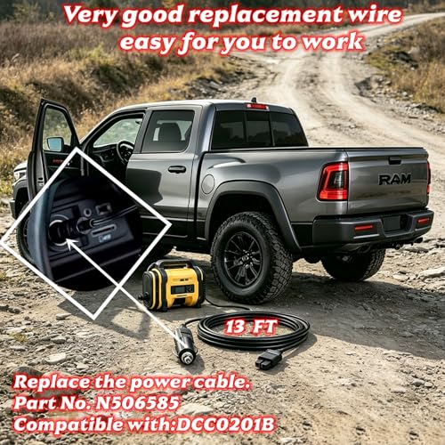 13 FT on-board charging for De-Walt tire inflator dcc020ib car tire inflator charging cable.Compatible with dewalt 20v max tire inflator charging cable Replacement