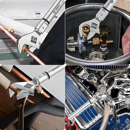 VANPO Digital HVAC Torque Wrench 7.4-147.6 ft.lb, 38mm Adjustable Jaw | 10-200 N.m, ±2% Accuracy, LED Buzzer Alert, 14x18mm Open End, Adjustable Digital Torque Wrench for Mini Split AC, Pipeline - size: 7.4-147.6ft.lb/10-200N.m (14×18mm)