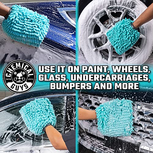 Chemical Guys MIC513 Big Noodle Chenille Microfiber Scratch Free Supersized Car Wash Mitt for Cars, Trucks, SUVs, RVs & More, Turquoise (11" x 12") - size: Large
