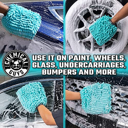 Chemical Guys MIC513 Big Noodle Chenille Microfiber Scratch Free Supersized Car Wash Mitt for Cars, Trucks, SUVs, RVs & More, Turquoise (11" x 12") (Pack of 12) - size: Large (Pack of 12)