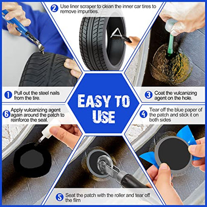 Tallew 300 Pcs Heavy Duty Tire Patches Radial Patch Round Cold Tyre Puncture Tool Kit for Car Truck Motorcycle Automobile Bike Inner Tire (58 mm) - size: 58 mm
