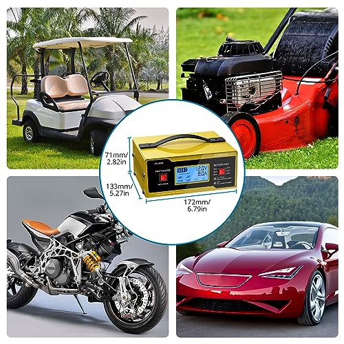 AUTOUTLET Upgraded 6/8/12/14/16/24V Battery Charger Automotive Smart Car Battery Charger and Trickle Maintainer 0-14A Fully Automatic with Cable Clamps for Lead-Acid Batteries(NOT Lithium Battery)