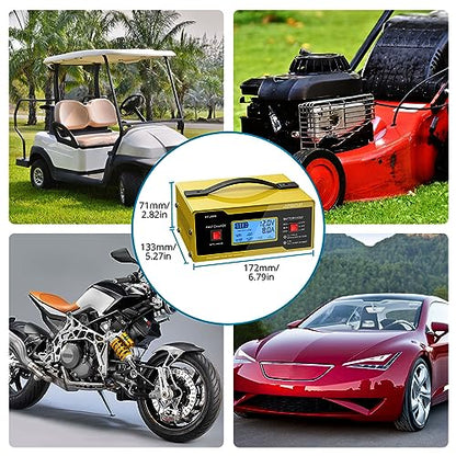 AUTOUTLET Upgraded 6/8/12/14/16/24V Battery Charger Automotive Smart Car Battery Charger and Trickle Maintainer 0-14A Fully Automatic with Cable Clamps for Lead-Acid Batteries(NOT Lithium Battery)