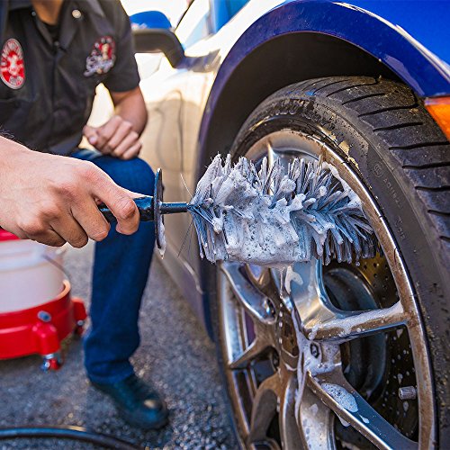 Chemical Guys, Easy Reach Wheel & Rim Detailing Brush, Long Reach Handle | Long-handle brush reaches deep into wheels, barrels and tight gaps to clean safely without scratching