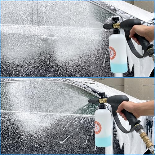 JOEJET Pressure Washer Gun with Foam Cannon, Car Wash Foam Gun with 1/4” Quick Connector, 5 Pressure Washer Nozzle Tips, 1 Liter | Adjustable Soap Cannon for Car Wash, 5 Power Washer Nozzle Tips, 2100 PSI - size: 1 L