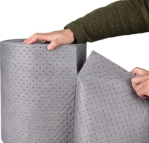 PONO Premium Polypropylene 150' L x 15" W Absorbent Mat Roll Gray Heavy Weight Oil Absorbing Mats Universal Oil for Absorbing Oils, Water, Solvents, Coolants and More - size: 1Roll, 150' L x 15"