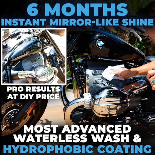 Grand Finale Waterless Car Wash Spray 8 oz - Motorcycle Cleaner | Hydrophobic Ceramic Coating, Unscented Formula, 2 Microfiber Towels, Made in USA, Motorcycle Detailing Spray & Car Wax - color: Waterless Car Wash Spray