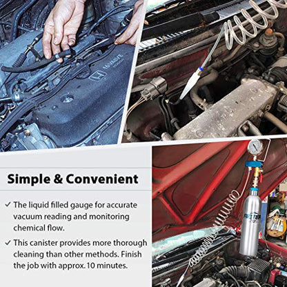 FIRSTINFO 4-in-1 Fuel Injection & Intake Valve Cleaner, Vacuum Tester Kit | Combustion chamber service | Quick coupler | Switch valve control | Negative pressure gauge