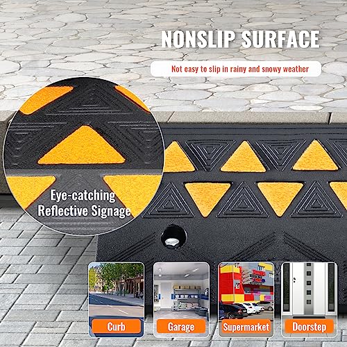 VEVOR Rubber Curb Ramp 2 Pack, 4.3" Rise Height Heavy-Duty 33069 lbs/15 T Capacity Threshold Ramps, Driveway Ramps with Stable Grid Structure for Cars, Wheelchairs, Bikes, Motorcycles - size: 4.3" H