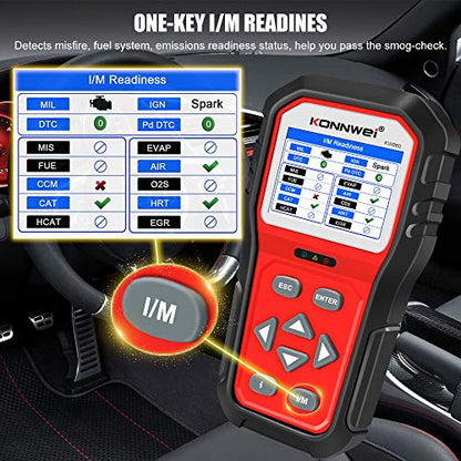 KONNWEI KW860 OBD2 Scanner Car Code Reader Diagnostic Scan Tool with Enhanced Live Data Stream and Upgraded Graphing Battery Status Check Function - color: KW860