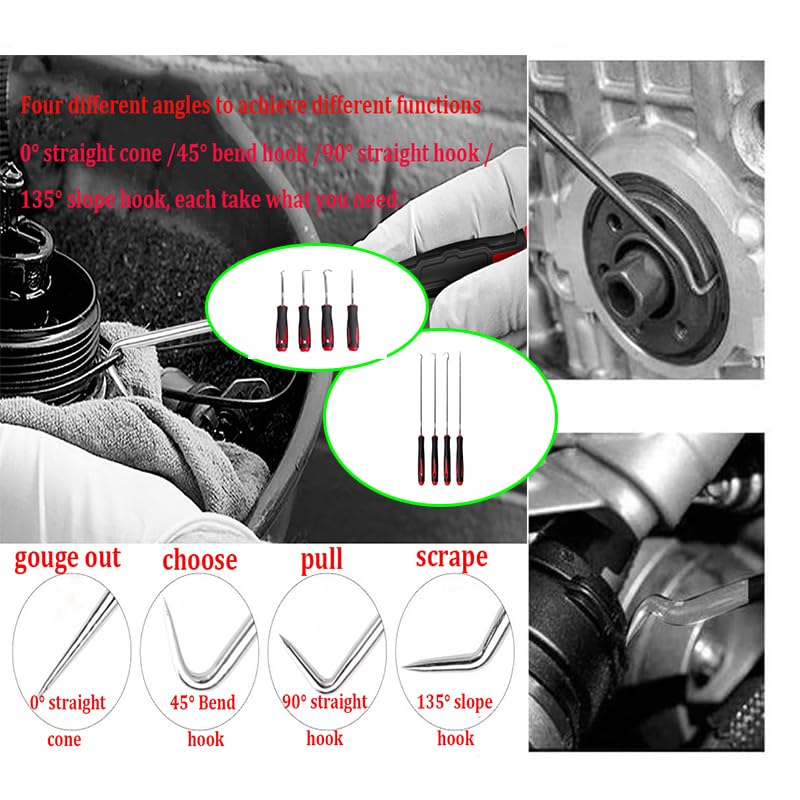 (Lengthened Type) 4-Piece Set, Oil Seal Hook, Pull Out The Hook, Oil Seal Screwdriver， Pull Out The and Remove， for Automotive, Electronics, Daily Home Repair Tools, Storage Trays.
