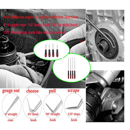 (Lengthened Type) 4-Piece Set, Oil Seal Hook, Pull Out The Hook, Oil Seal Screwdriver， Pull Out The and Remove， for Automotive, Electronics, Daily Home Repair Tools, Storage Trays.