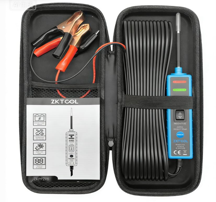ZKTOOL 6-24V Digital LED Display Power Circuit Probe Tester Kit,Automotive Electrical System Tester,Car Circuit Tester, Short Circuit/Voltage Tester, Polarity Identify, Test Light,with Packaging Box