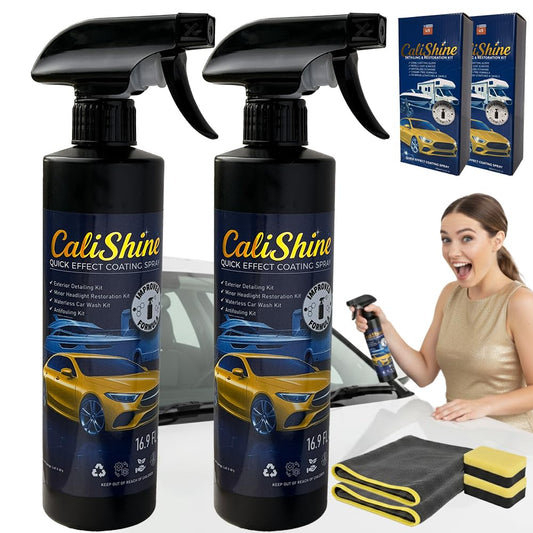 CaliShine Quick Effect Coating Spray - 16.9 fl oz Waterless Ceramic Car Wax Coat - Detail Polish & Cleaner for Cars Boat Body & Glasses, Window Glass and Headlight - Shine Restoration Kit (1000 ml) - size: 16.9 Fl Oz (Pack of 2)