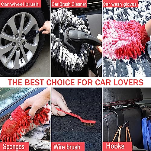 LIANXIN Car Wash Kit with Foam Gun, Car Cleaning, Car Wash Detailing Kit | Car Washing Kit High-Pressure Foam Spray, Microfiber, Wheel and Tire Deep Brush Cleaning, Ideal for Home Car Detailing - size: Large