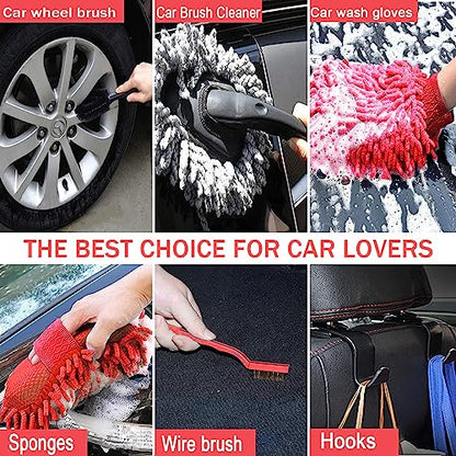 LIANXIN Car Wash Kit with Foam Gun, Car Cleaning, Car Wash Detailing Kit | Car Washing Kit High-Pressure Foam Spray, Microfiber, Wheel and Tire Deep Brush Cleaning, Ideal for Home Car Detailing - size: Large