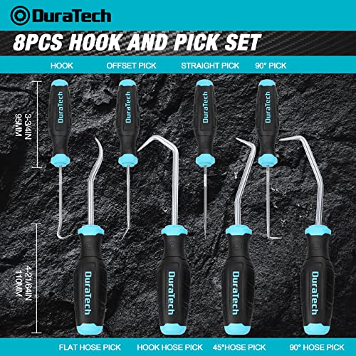 DURATECH 8-Piece Hook and Pick Set | Precision Pick Tool Set for Automotive Oil Seal/O-Ring and Electronic Hand tools, with Storage Tray - size: 8pc