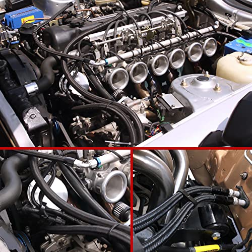 8AN 20FT PTFE Fuel Line Hose, E85 Stainless Steel Nylon Braided Fuel Hose Compatible with all Automotive Fuels, Lubricants, and Coolant - Black - color: Black, size: 8AN-20FT