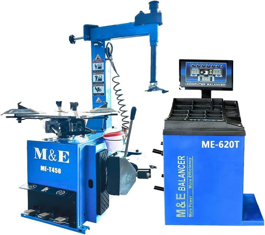 ME-T450 Professional Tire Changer Machine and ME-620T Wheel Balancer Combo, 1.5KW Swing Arm Tire Changer, Precision Balancer for Car, SUV, Light Truck, Auto Repair Shop Equipment - color: Blue450+620