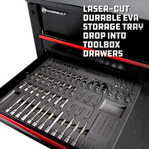 Powerbuilt 64 Piece Bit Socket Set, Hex, Torx, Specialty Bits, Up to 4 Inch Length, Long Reach E-Torx, Laser-Cut Organizing Tray, 949010 - size: 64pc,Bit Socket, style: 64 Piece Bit Socket
