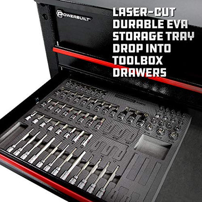 Powerbuilt 64 Piece Bit Socket Set, Hex, Torx, Specialty Bits, Up to 4 Inch Length, Long Reach E-Torx, Laser-Cut Organizing Tray, 949010 - size: 64pc,Bit Socket, style: 64 Piece Bit Socket