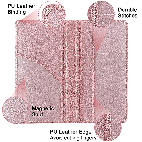 Car Registration and Insurance Holder, Premium Leather Insurance and Registration Holder,vehicle Glove Box Car Organizer, with Magnetic Shut for Cards, Driver License (Glitter Rose Gold) - color: 08-Glitter Rose Gold