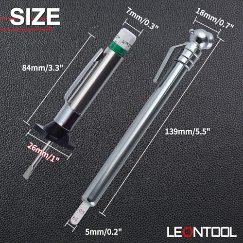 Color Coded Tire Tread Depth Gauge 32nds with Pencil Tire Pressure Gauge 5-50 PSI, Air Pressure Gauge for Tires, Professional Tire Thread Meter Tool for Motorcycle,School Bus,SUV