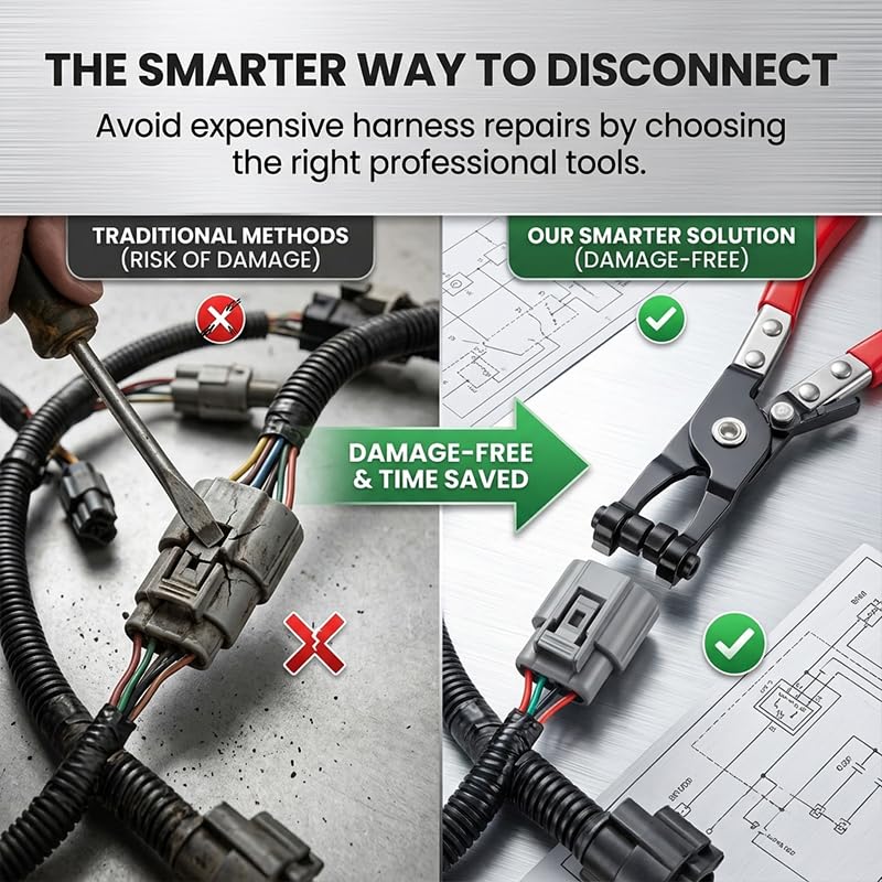 5PCS Automotive Electrical Disconnect Pliers Kit, Connector & Terminal Removal Tool Set with Hose Clamp Pliers, Trim Clip Remover for Car Fuel Line, Sensor & Wiring Harness (Red 1Set) - color: Red 1set