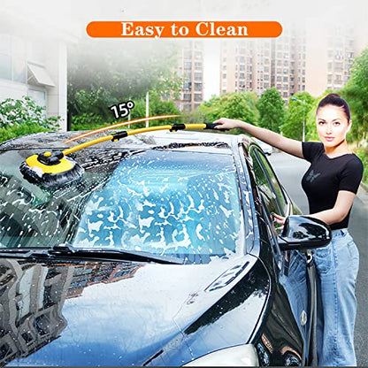 MVEQRRN 15°Curved Chenille Car Wash Brush Mop with Long Handle(Yellow) | o Scratch Car Wash Brush, Car Cleaning Brush with Extension Pole,Microfiber car wash mop,Car Wash for cars, trucks,home - color: Yellow-001