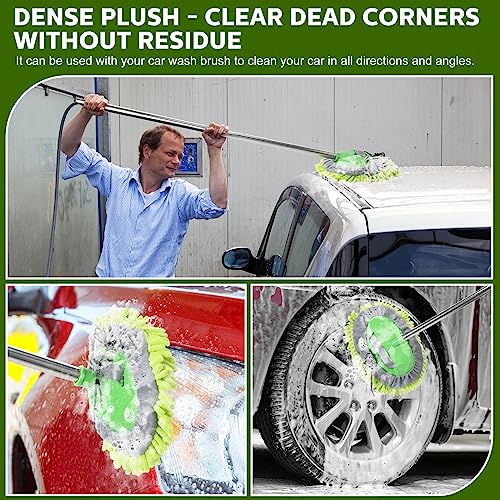 Tallew 5 Pcs Car Wash Mitt Kit, Car Clean Brush Not Included, Microfiber Mitt Clean Detail Cleaning Tools Truck Washing Chenille Scratch Replacement Kit for Auto RV Pickup Bus (Green) - color: Green