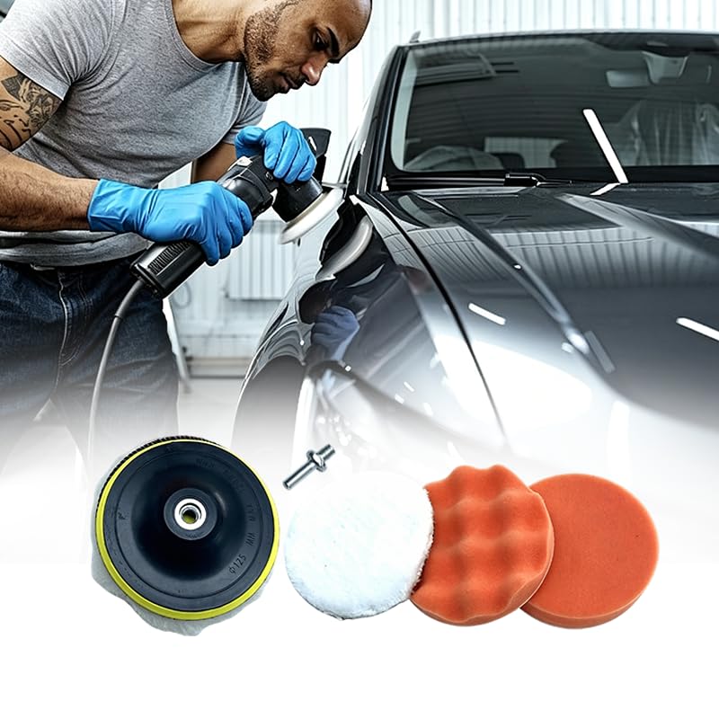 5 Inch Buffing Polishing Pads 6 Pcs Car Detailing Waxing Kit Foam Wool Polish Set for Automotive Body Repair & Paint Correction