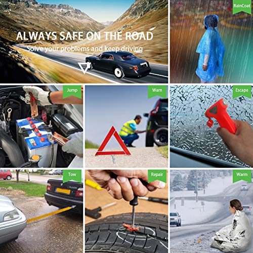 STDY Car Roadside Emergency Kit, Vehicle Truck Safety Road Side Assistance Kits Auto Accessory, with Jumper Cables, Car Vacuum, etc - size: Essential Kit+Car Vacuum