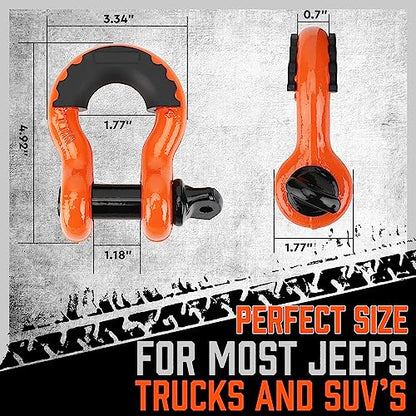 HORUSDY Nylon Heavy Duty Tow Strap Recovery Strap with Hooks 3" x 30Ft - 35,000 LBS Break Strength, 3/4 D Ring Shackles (2pcs), Recover Your Vehicle Stuck in Mud/Snow - style: 35,000 LBS Break Strength, 3/4 D Ring Shackles (2pcs)