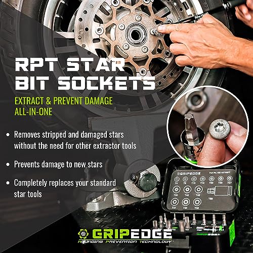 GRIPEDGE Tools | 14PC RPT Star Driver Set | Sizes T6 - T60 | 1/4'' - 3/8'' - 1/2'' Drive | Made With S2 Steel | Includes Premium Plastic Case With A Foam Insert |