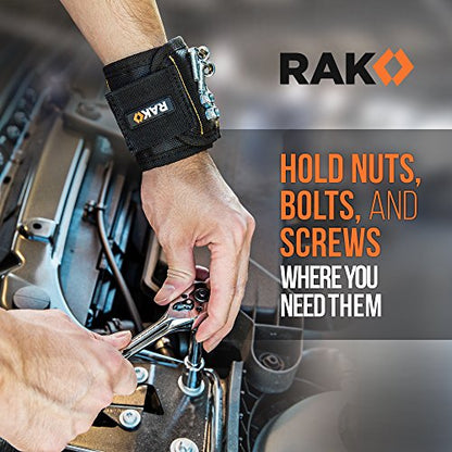 RAK Magnetic Wristband for Tools - Premium Tool Belt for Holding Screws Nails with Powerful Magnets, Birthday Gifts for Men, Cool Gadgets Stuff Gifts for Dad, Husband, Grandpa, Handyman, Him