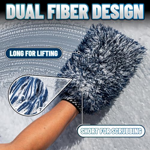 Chemical Guys, The Dually Dual-Fiber Wet-Dry Microfiber Wash Mitt, 2 Pack | Dual-fiber mitt holds thick suds for washing and flips to a plush side for drying, scratch-free, two pack - size: 2 Pack, style: Wash Mitt