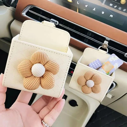 2pcs Flower Patterned PU Leather Car Storage Box, Lightweight and Portable, Glove Box Organizer, Vehicle Interior Decoration