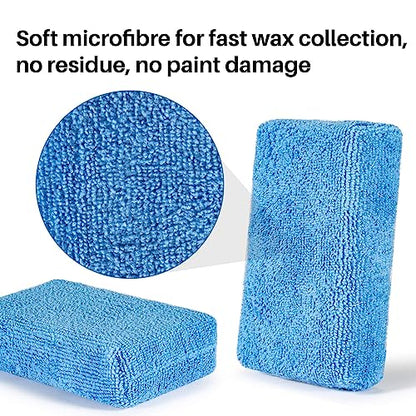 Sukh 6 Pack Microfiber Rectangle Sponge Detailing Pads - Microfiber Wax Foam Applicator Pads for Car Wax Applicator Pad 4.72x3.15 inch Blue