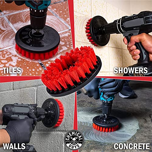 Chemical Guys Acc_201_Brush_HD Heavy Duty Tile, Grout, Stone with Drill Attachment, (Old Version) Red - style: Heavy Duty Old
