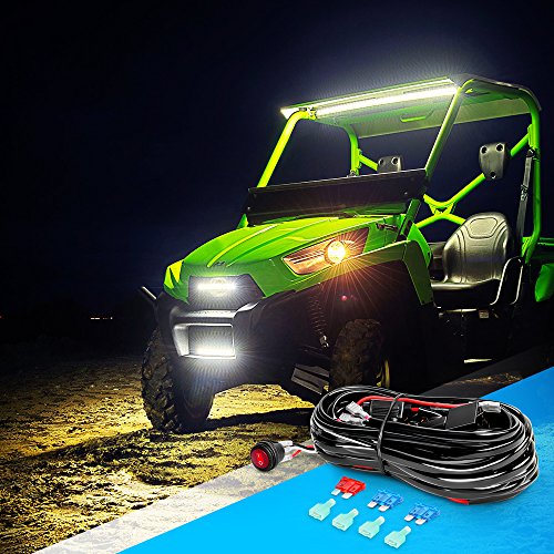 Nilight LED Light Bar Wiring Harness Kit 16AWG 12V On Off Waterproof Switch Power Relay Blade Fuse-2 Lead,2 Years Warranty (10020W), Black, Red, Blue, Green - color: 16AWG-2 Lead