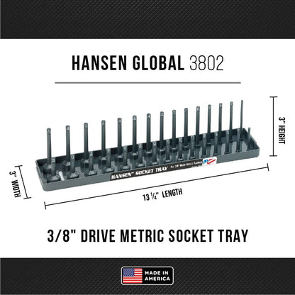 Hansen Global 92000 SAE & Metric, 2-Row Socket Tray Set - 6-Pieces, Red & Grey - color: Red & Grey