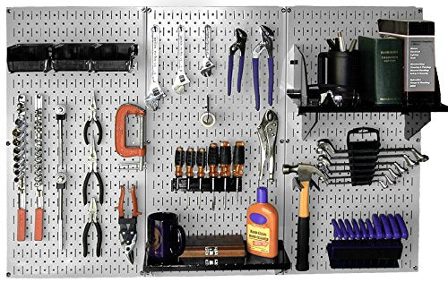 Wall Control 30-WRK-400GB Standard Workbench Metal Pegboard Tool Organizer,Gray/Black - color: Gray/Black