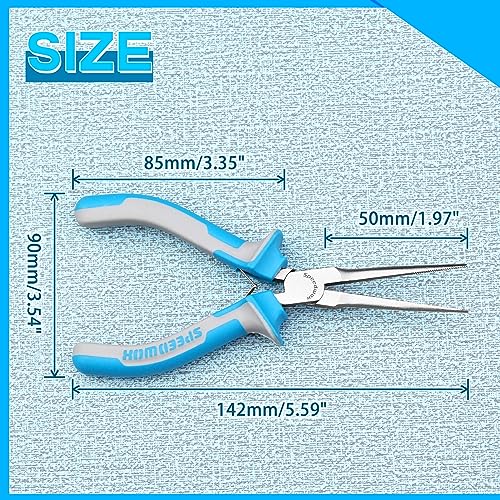 SPEEDWOX Fine Tips Needle Nose Pliers With Serrated Jaw Precision Jaw | Jewelry Making Tools, Long Nose Fishing Pliers, Serrated Jaw, With Protective Cover, For Wire Looping Beading - style: Upgrade Fine Tips Needle Nose