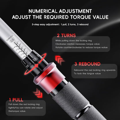 6pcs Click Torque Wrench Set, 1/4" 3/8" 1/2" Drive Dual-Direction Adjustable, 4-20Ft.lb / 5-45Ft.lb / 15-165Ft.lb, Dual-Scales ±3% Accuracy for Bicycle Motorcycle Car - size: 6pcs Torque Wrench Set