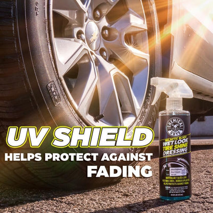 Chemical Guys, Galactic Black Wet Look Tire Shine Dressing, Black, 32 oz | High-gloss dressing revives a deep black wet look on tires, trim and rubber with shine and a protective layer - size: 32 Fl Oz