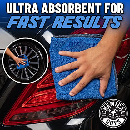 Chemical Guys, Professional Microfiber Towels, 16 x 16 in, Blue, 3 Pack | Ultra-soft, scratch-free towels to buff wax, dry panels and clean glass and interiors, machine washable - color: Blue, size: 3 Pack