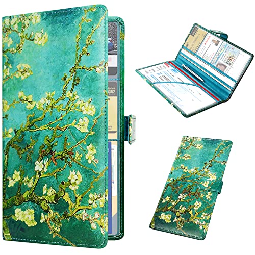 RSAquar Car Registration and Insurance Holder, Vehicle Glove Box Organizer Cool Car Accessories, Car Document Holder for Cards and Driver License, Almond Blossom - color: Almond Blossom