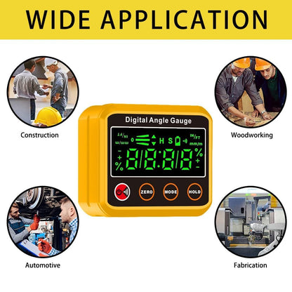 Magnetic Digital Angle Finder Protractor Inclinometer - Cube Digital Level Angle Gauge with Magnetic Base and Backlight - Precision Level Box for Woodworking, Construction, Machinery, Masonry (yellow) - color: Yellow